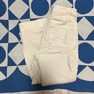 Slim Emmett Wide Leg Crop in Cream - 25 petite